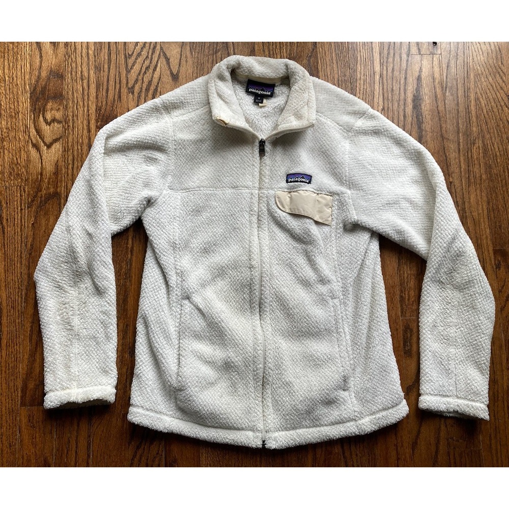 Patagonia ReTool Fleece Jacket Womens Size Small Ivory White Fuzzy Full Zip